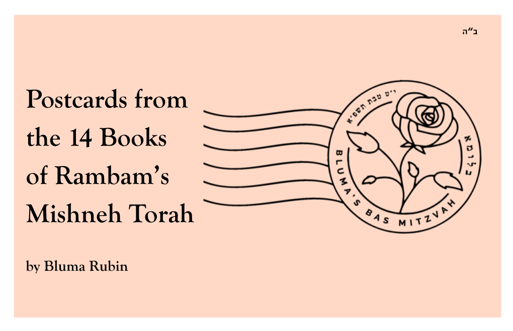 Postcards from the 14 Books of Rambam's Mishneh Torah