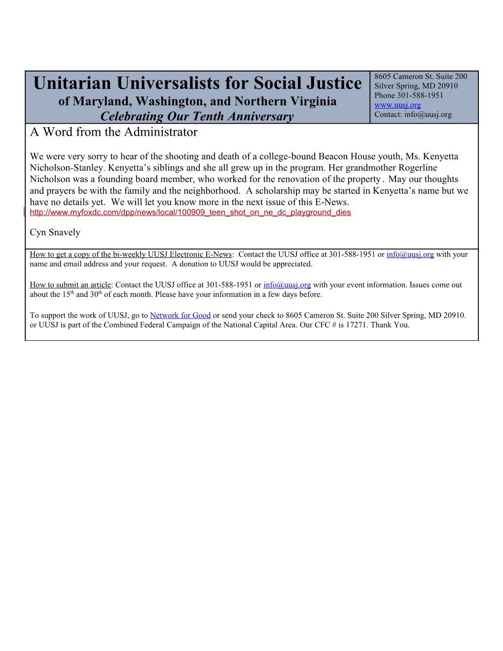 Unitarian Universalists for Social Justice