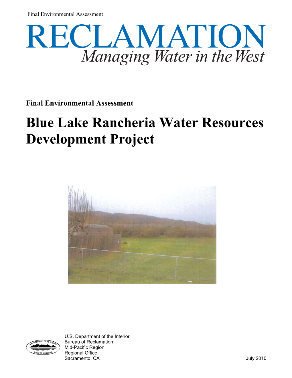 Blue Lake Rancheria Water Resources Development Project