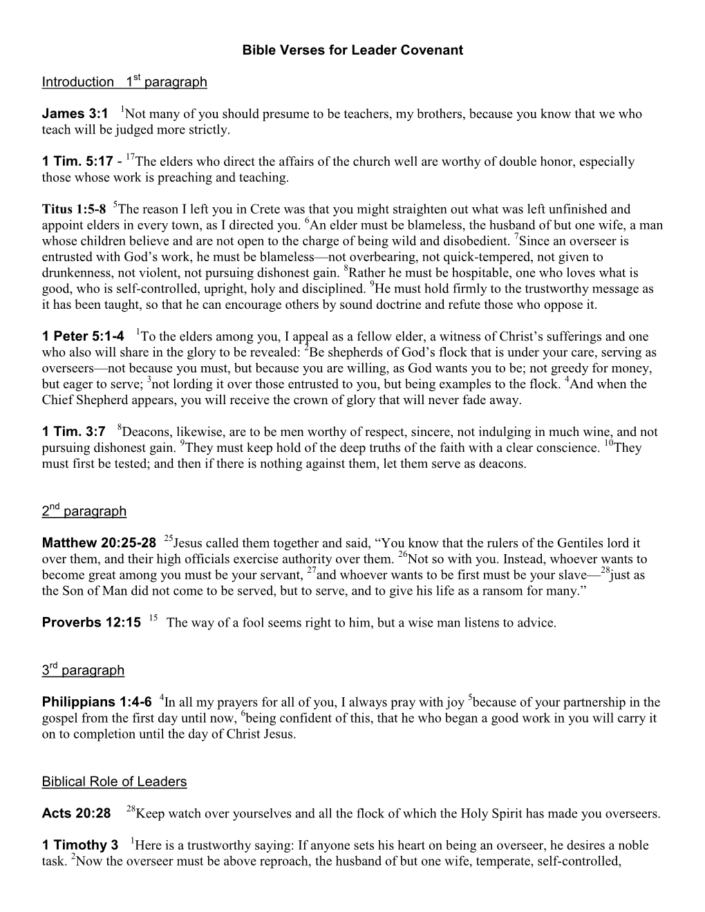 Bible Verses for Leader Covenant