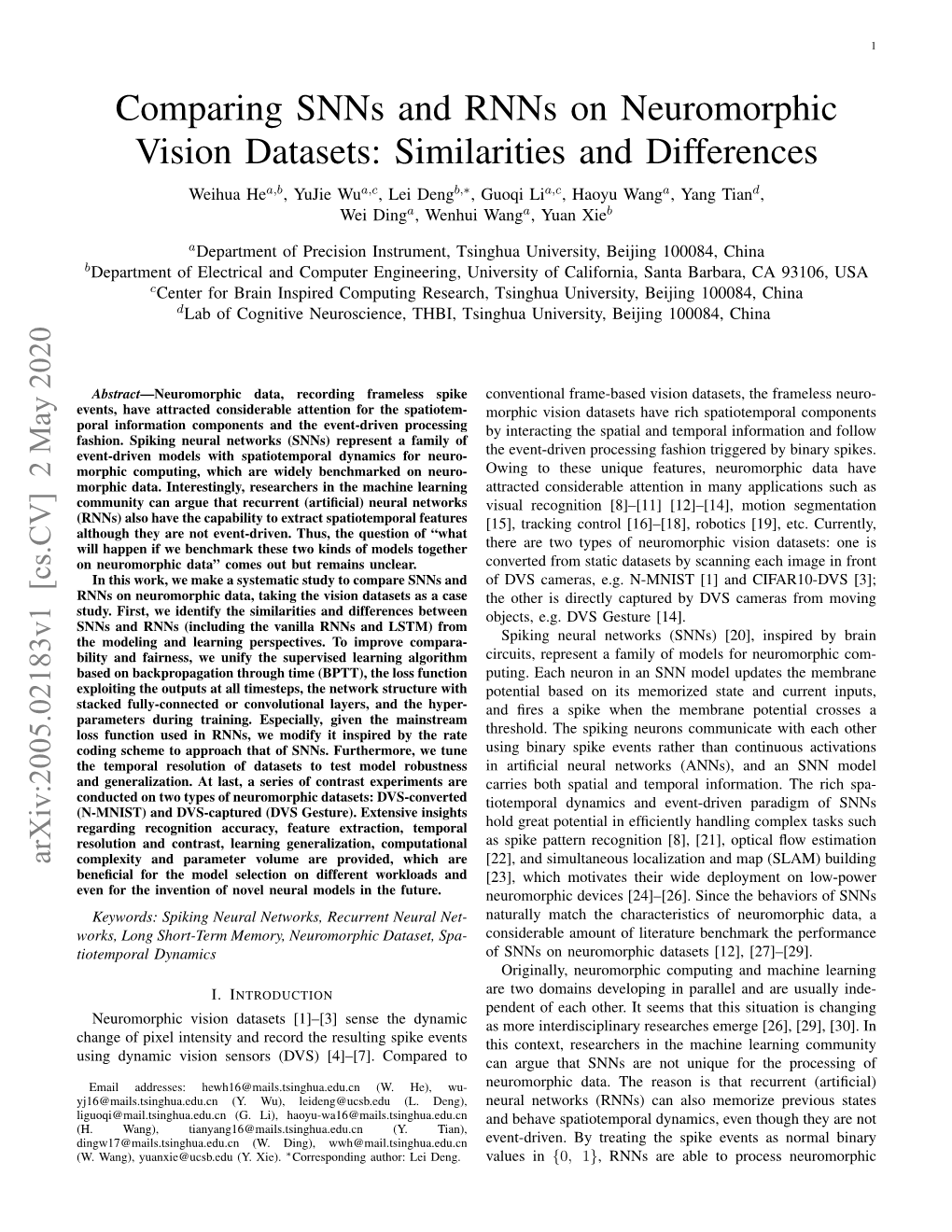 Comparing Snns and Rnns on Neuromorphic Vision Datasets