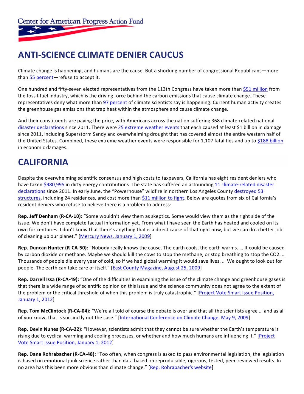 Anti-‐Science Climate Denier Caucus California
