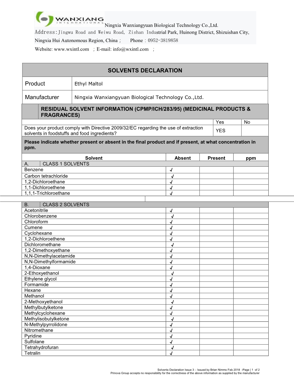 Solvents-12861-WANXIANG