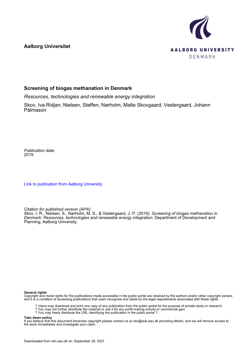 Screening of Biogas Methanation in Denmark