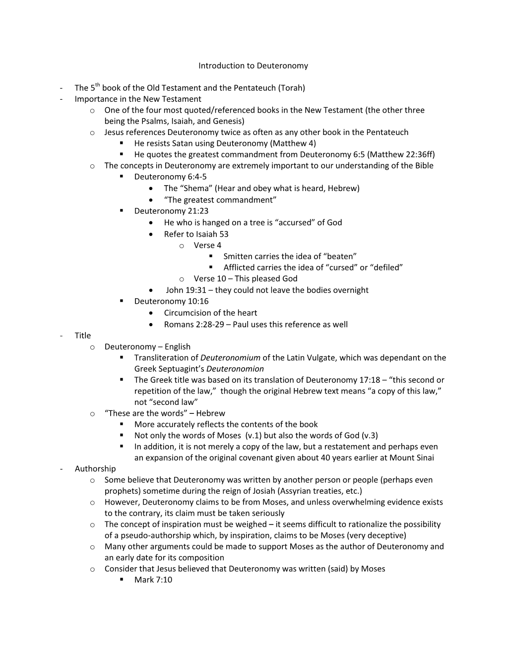 Introduction to Deuteronomy