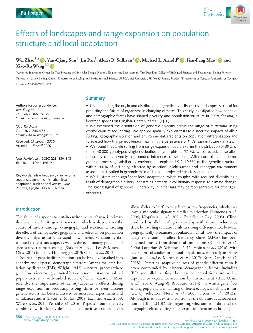 Effects of Landscapes and Range Expansion on Population Structure and Local Adaptation