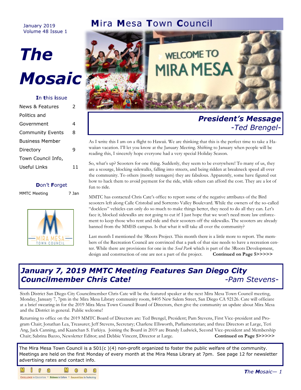 January 2019 Newsletter (Pdf)