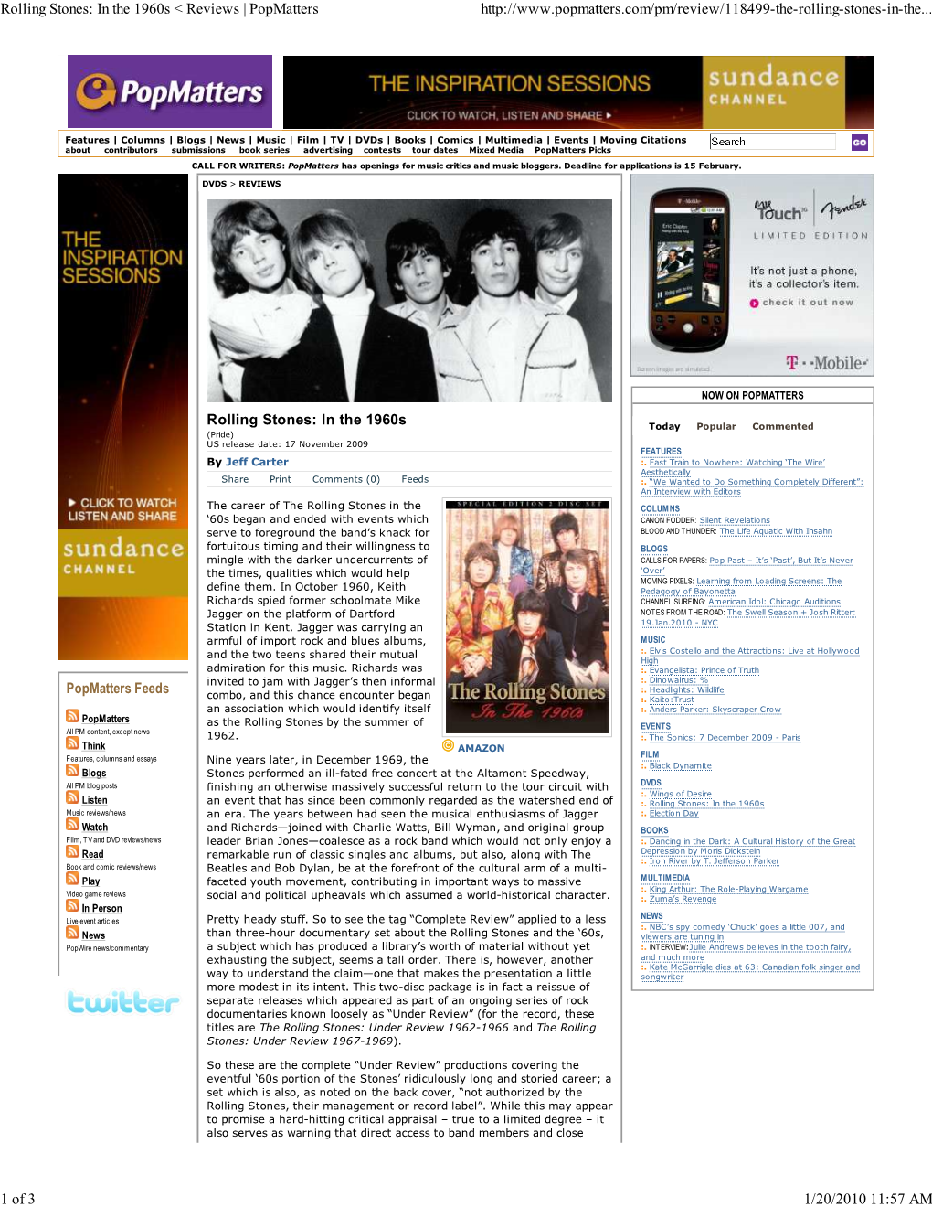 Popmatters Feeds Rolling Stones: in the 1960S Rolling Stones: In