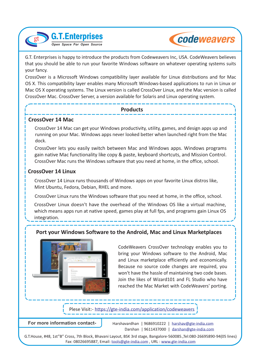 To View / Download Datasheet of Codeweavers