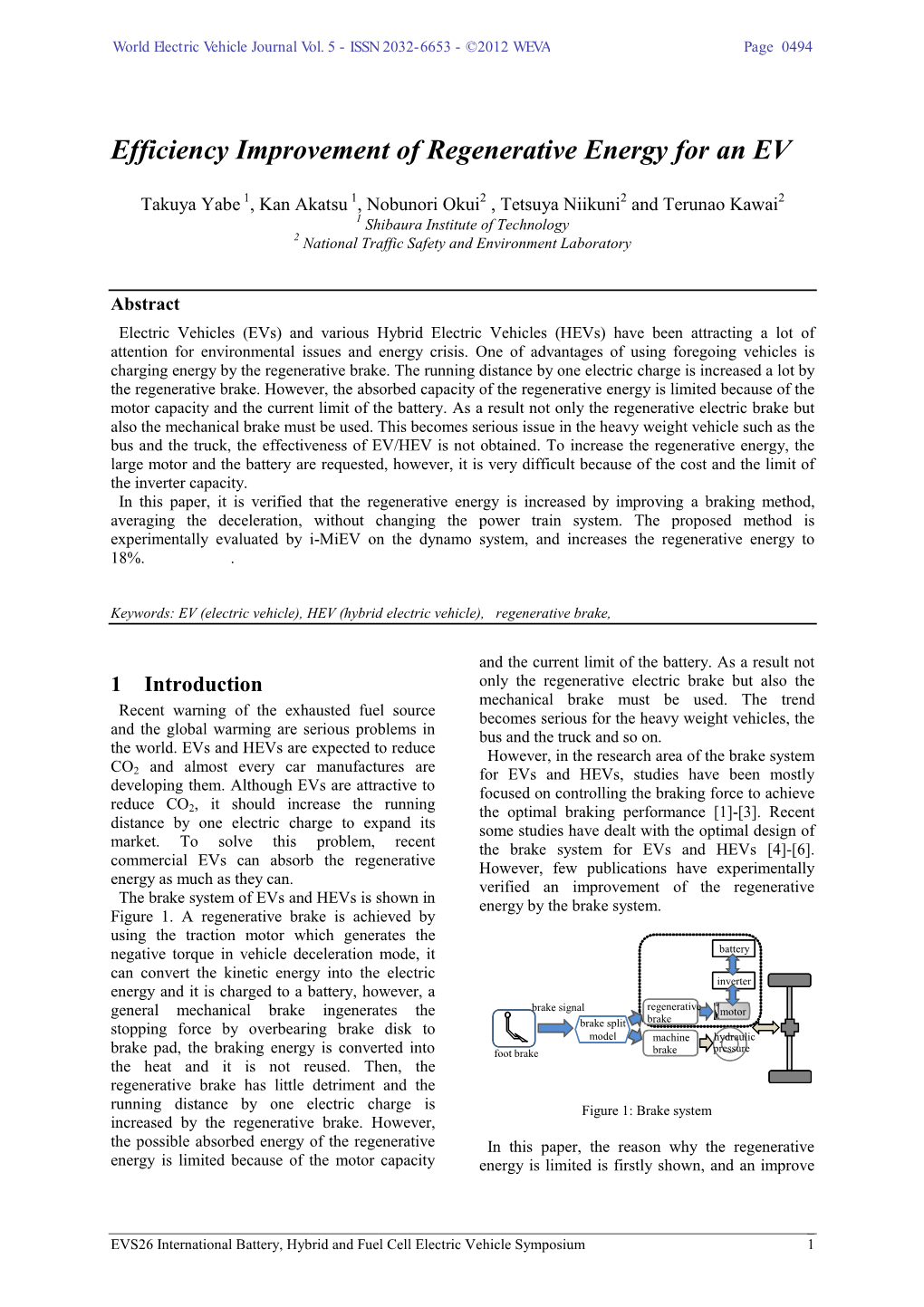 Efficiency Improvement of Regenerative Energy for an EV