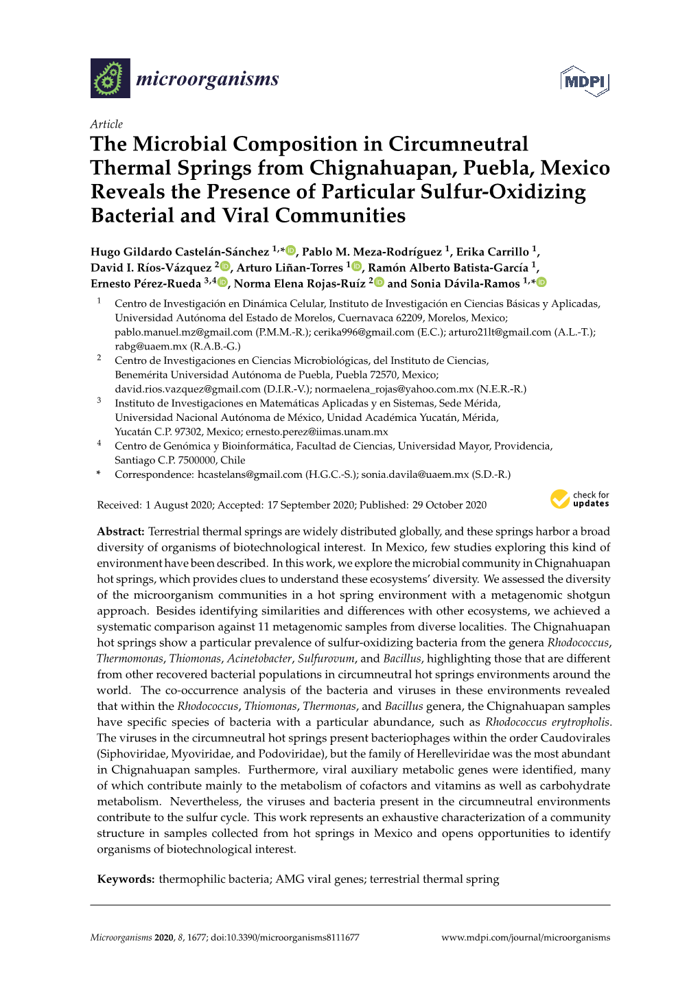 The Microbial Composition in Circumneutral Thermal Springs