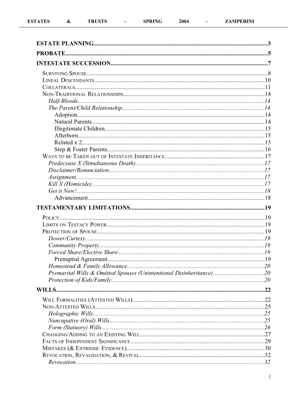 Estates & Trusts Spring 2004 Zamperini