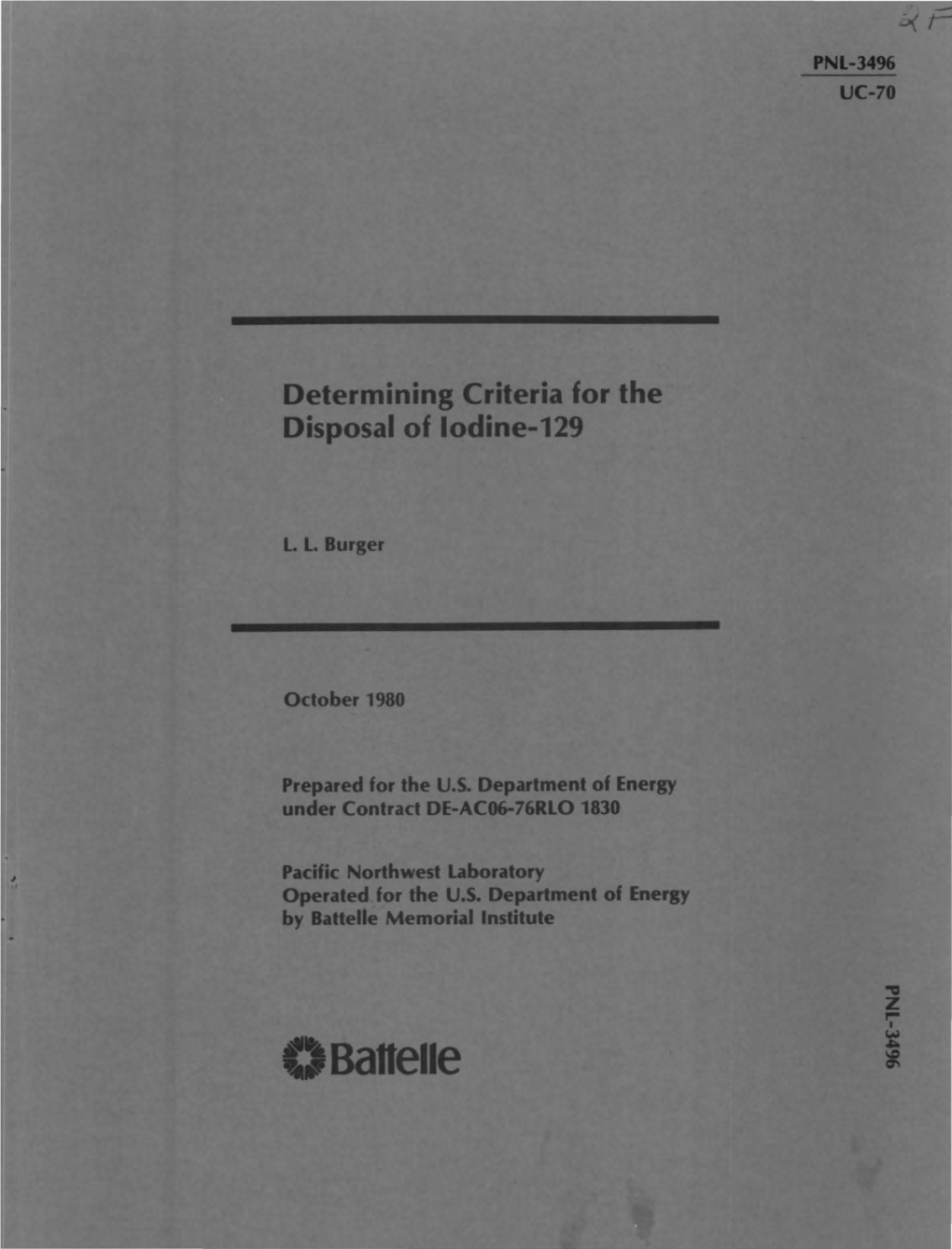 Determining Criteria for the Disposal of Iodine-129