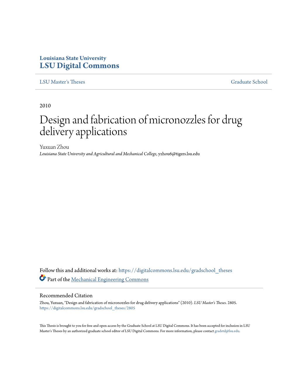 Design and Fabrication of Micronozzles for Drug Delivery