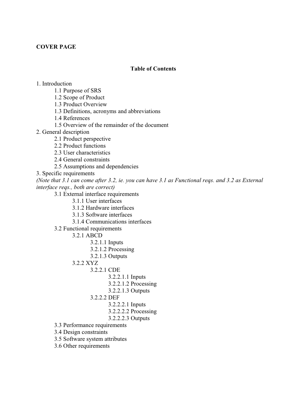 Requirements Specification Document