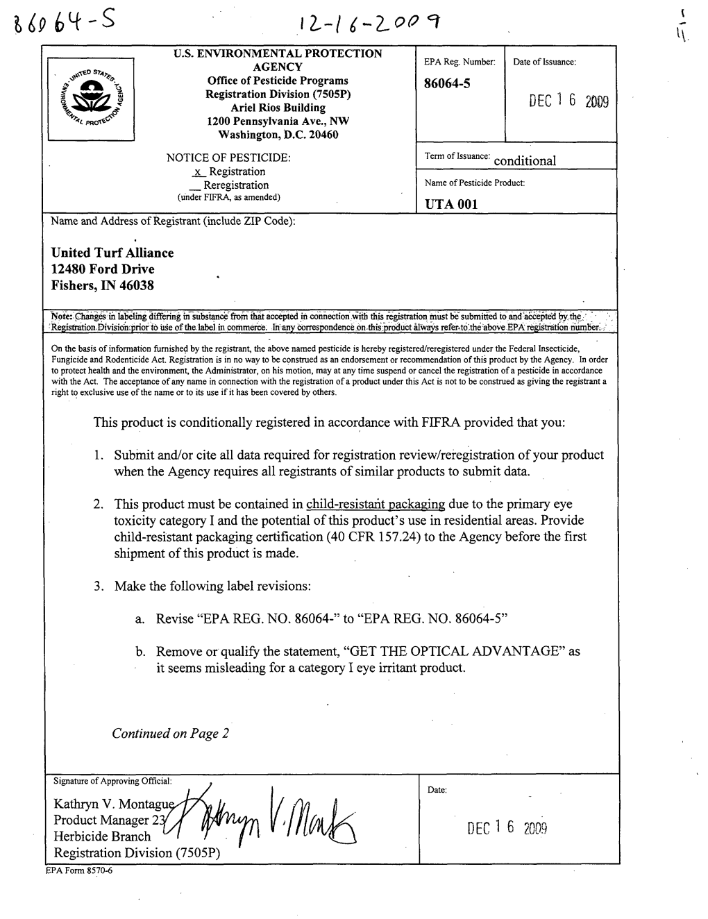U.S. EPA, Pesticide Product Label, ARMORTECH (R) THREESOME(TM), 12/16/2009