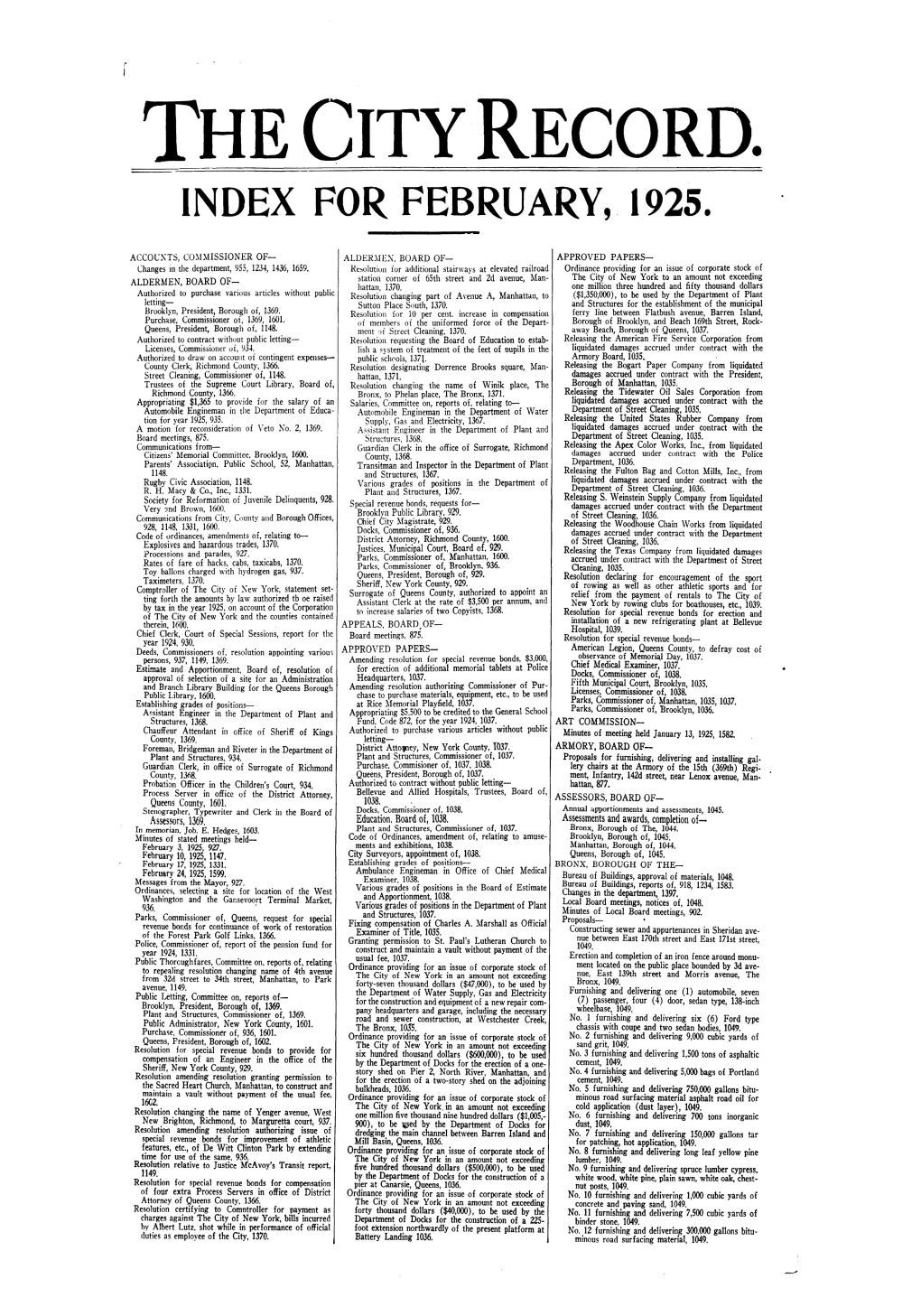 1925-02-00 Index