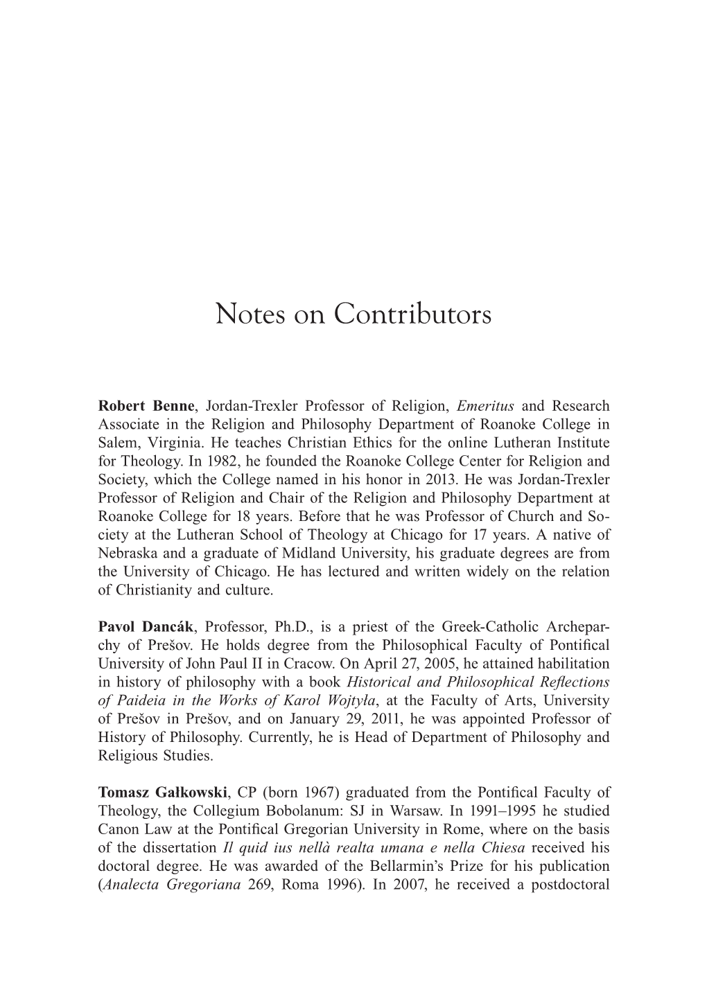 Notes on Contributors