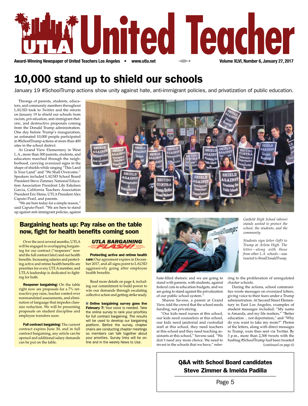 10,000 Stand up to Shield Our Schools January 19 #Schooltrump Actions Show Unity Against Hate, Anti-Immigrant Policies, and Privatization of Public Education