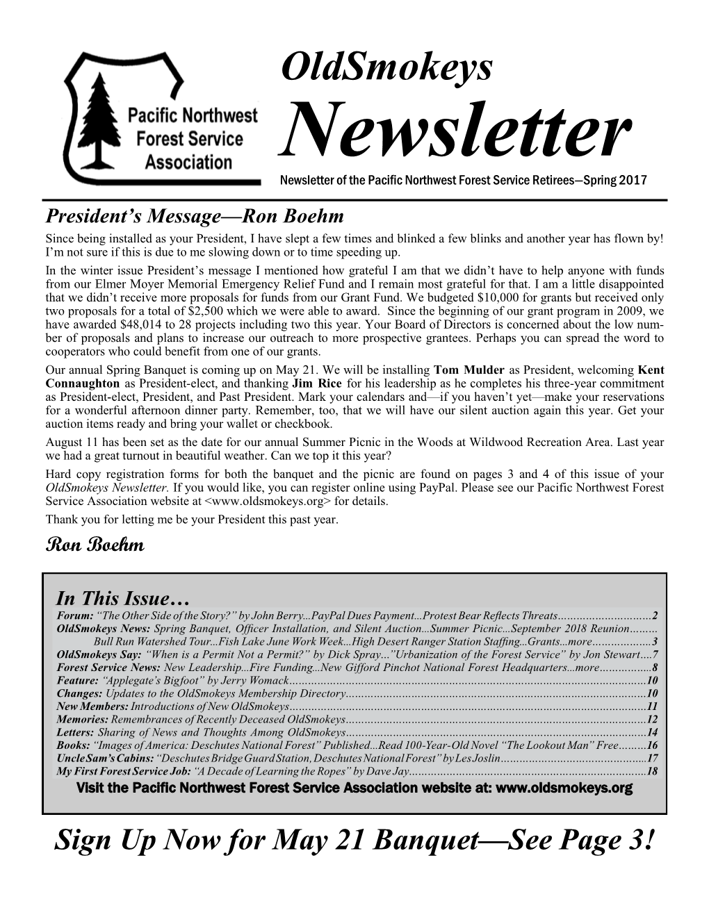 Forest Service News National Association of Forest Service Retirees (NAFSR)