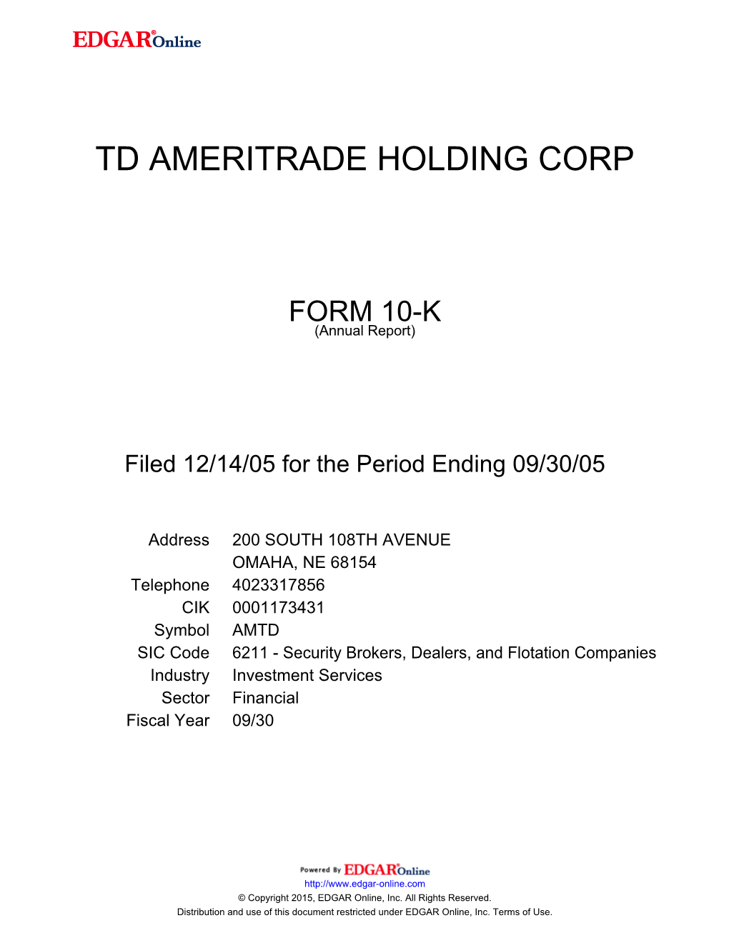 Td Ameritrade Holding Corp