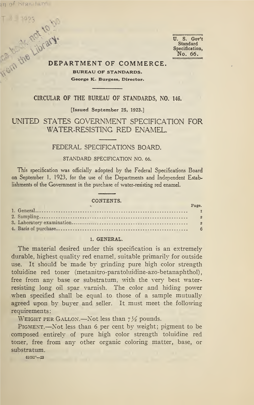 United States Government Specification for Water-Resisting Red Enamel