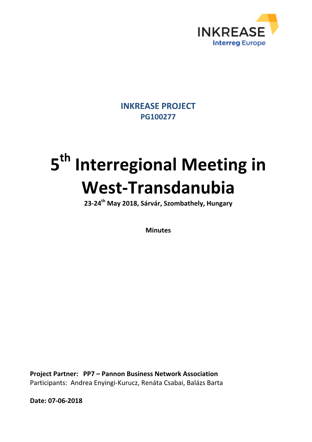 5 Interregional Meeting in West-Transdanubia