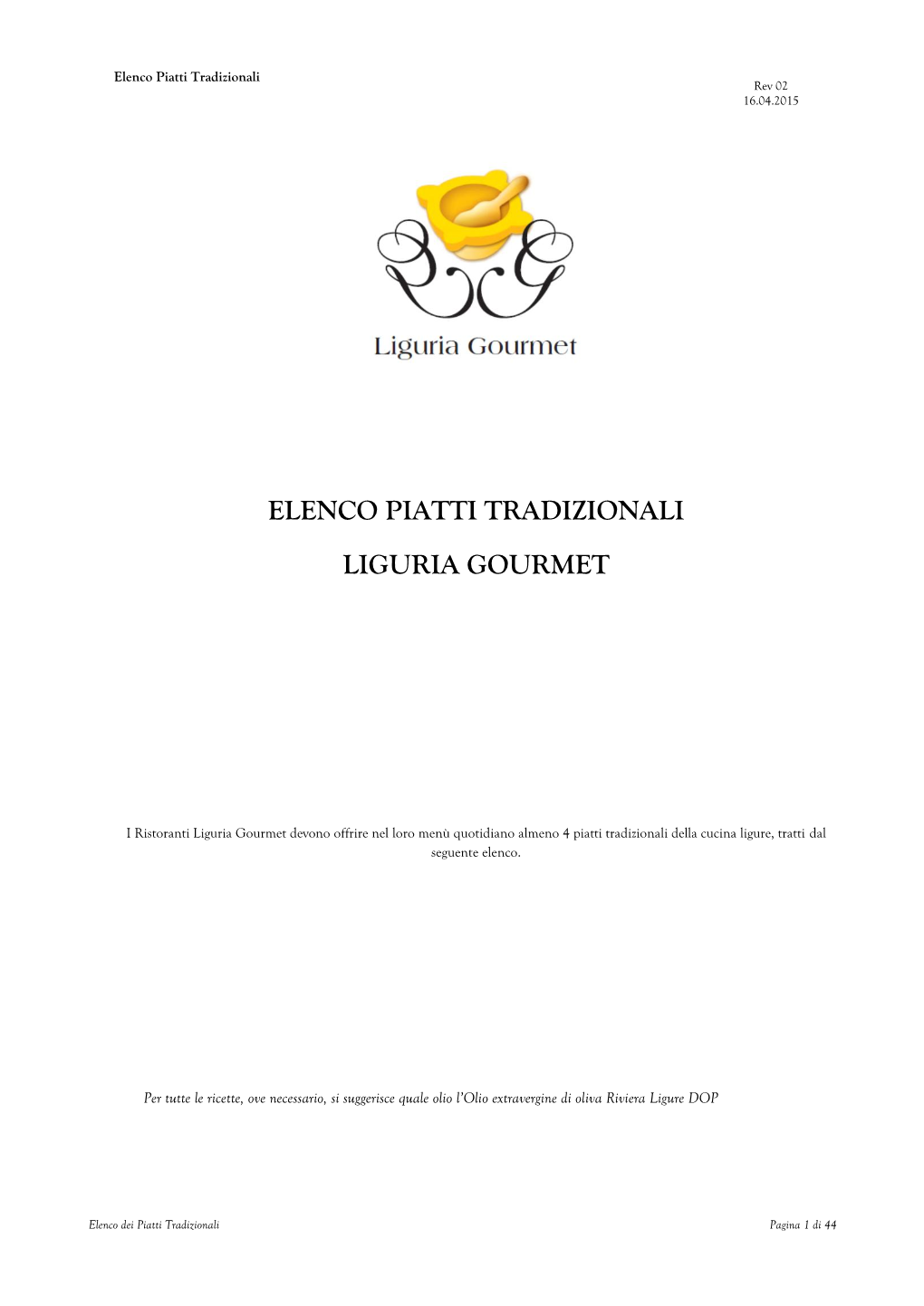 Elenco Piatti Tradizionali Liguria Gourmet