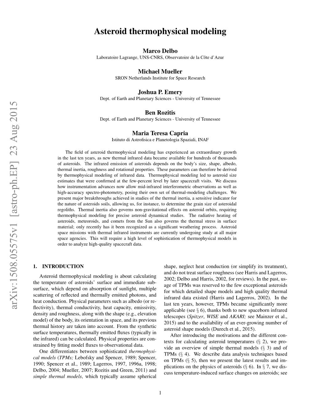 Asteroid Thermophysical Modeling