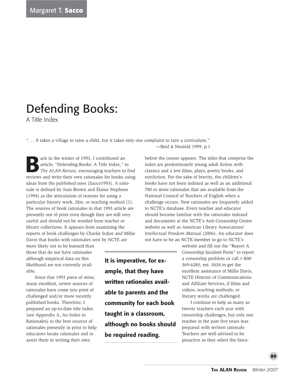 Defending Books: a Title Index