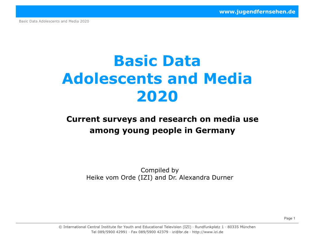 Basic Data Adolescents and Media 2020