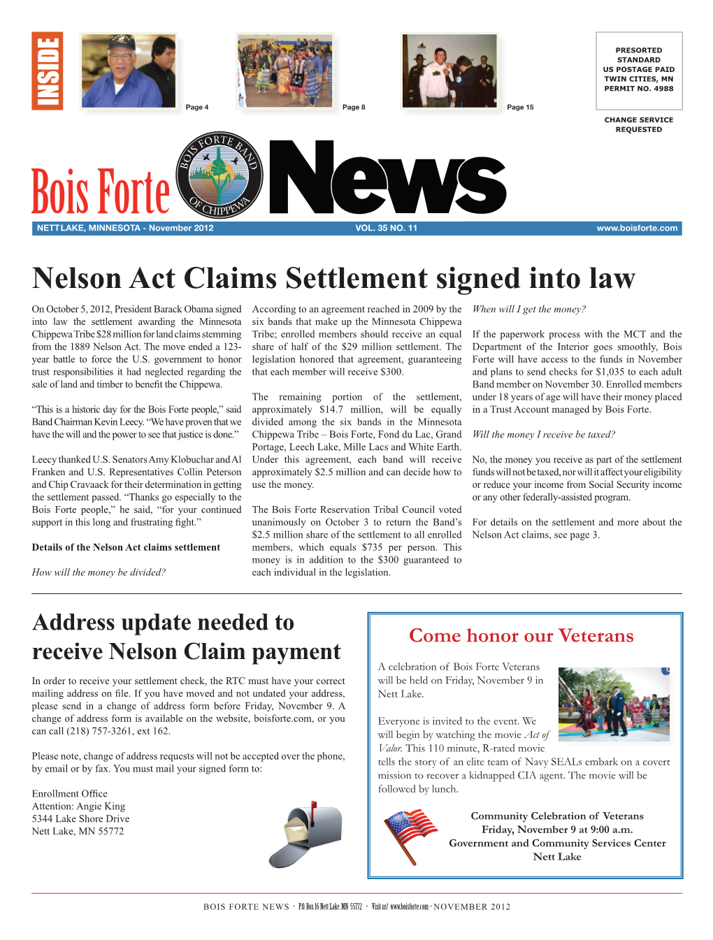 Nelson Act Claims Settlement Signed Into