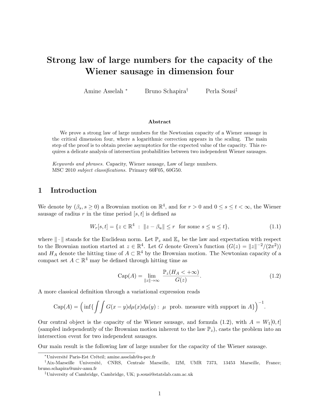 Strong Law of Large Numbers for the Capacity of the Wiener Sausage in Dimension Four