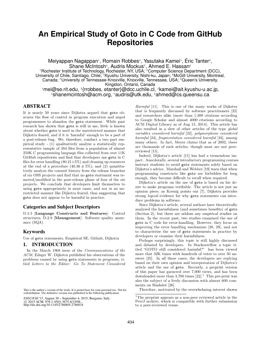 An Empirical Study of Goto in C Code from Github Repositories