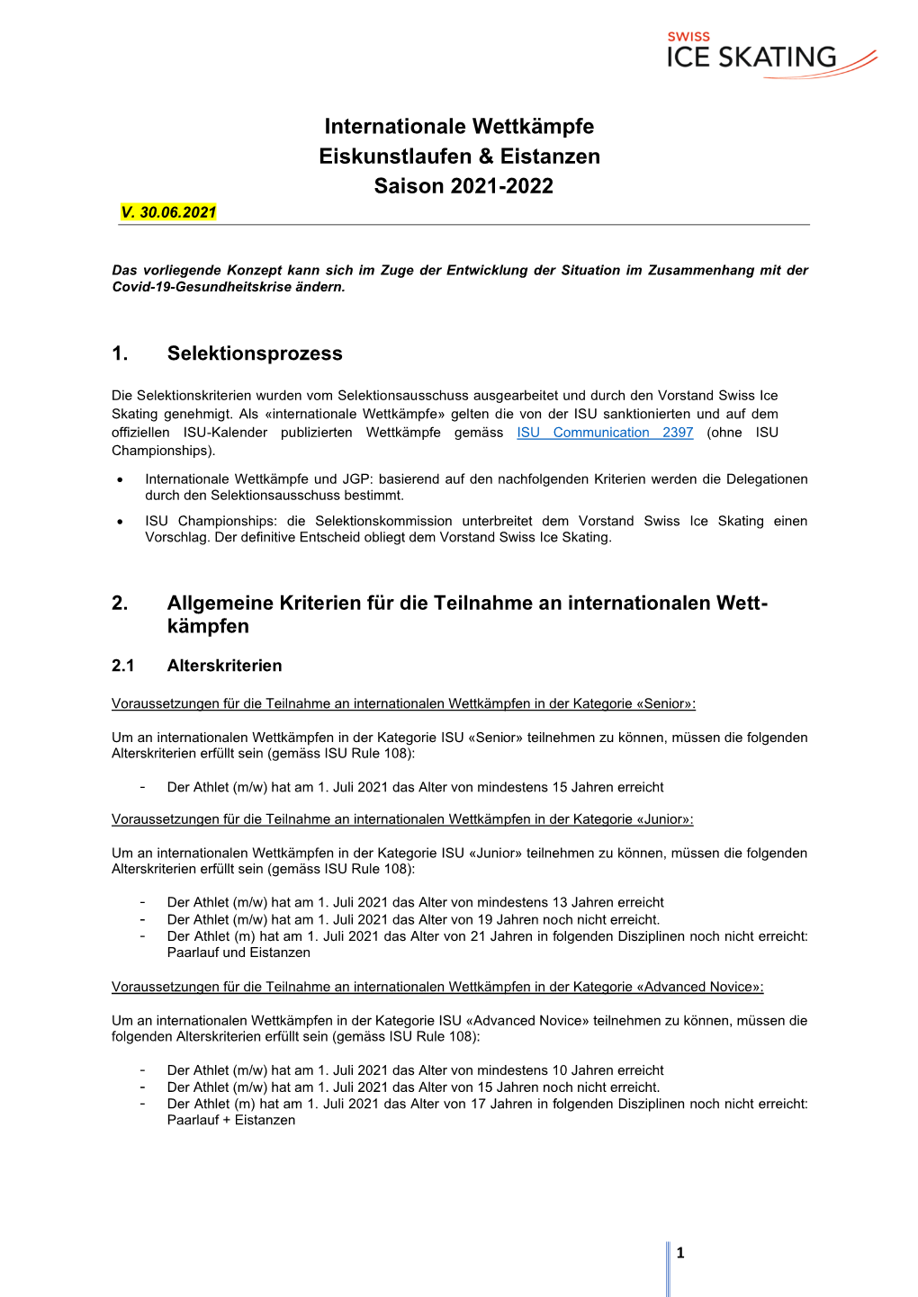 Internationale Wettkämpfe Eiskunstlaufen & Eistanzen Saison