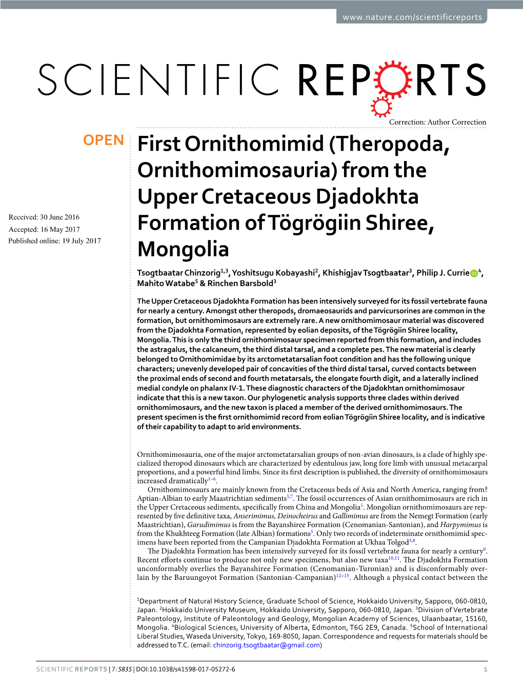 From the Upper Cretaceous Djadokhta Formation of Tögrögiin Shiree