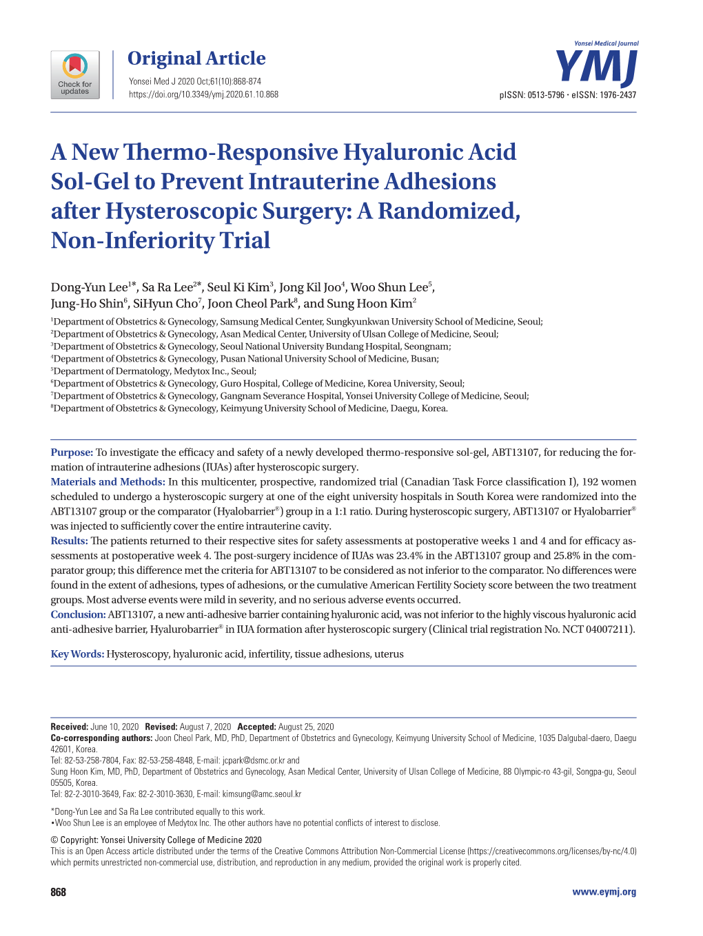 A New Thermo-Responsive Hyaluronic Acid Sol-Gel to Prevent Intrauterine Adhesions After Hysteroscopic Surgery: a Randomized, Non-Inferiority Trial