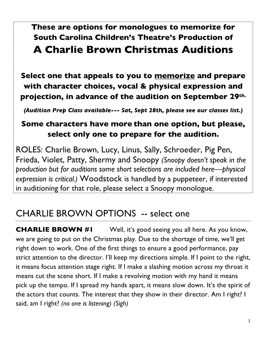 A Charlie Brown Christmas Auditions