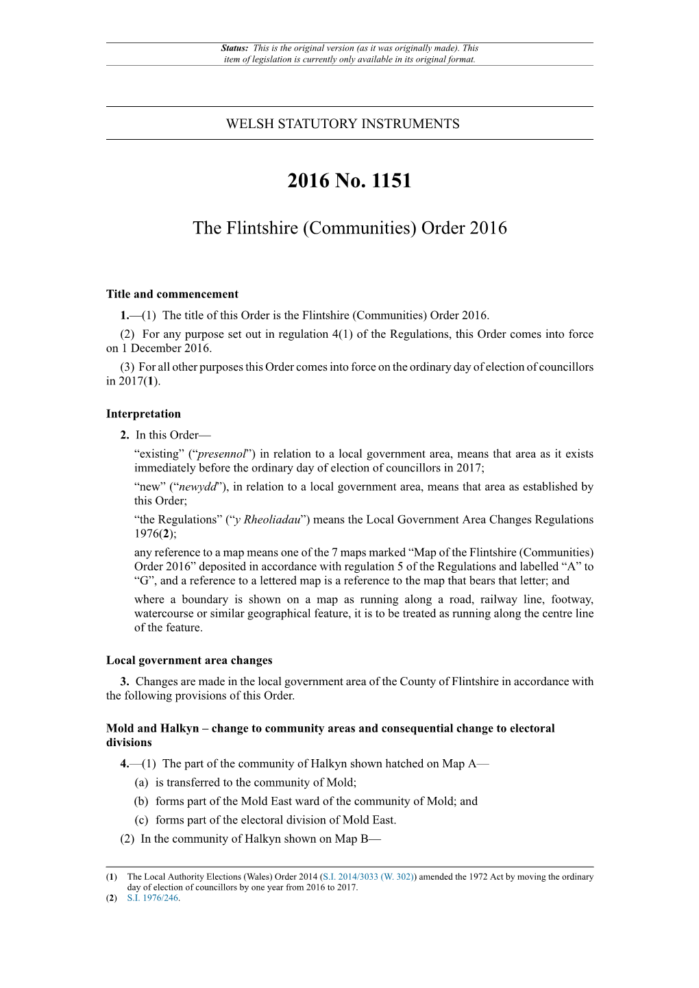 The Flintshire (Communities) Order 2016