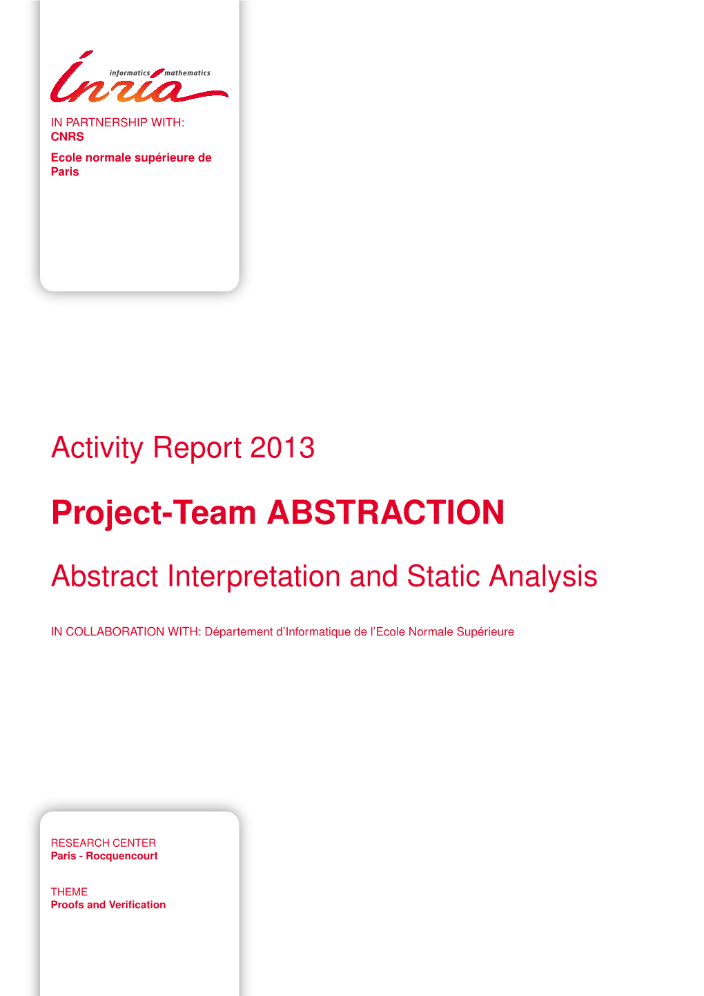 Project-Team ABSTRACTION