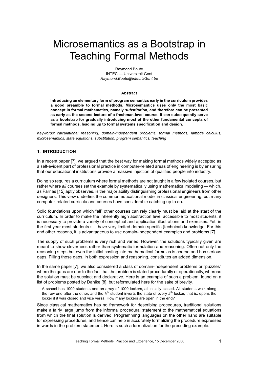 Microsemantics As a Bootstrap in Teaching Formal Methods
