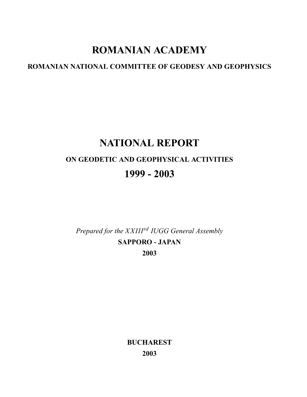 Romanian Academy National Report 1999