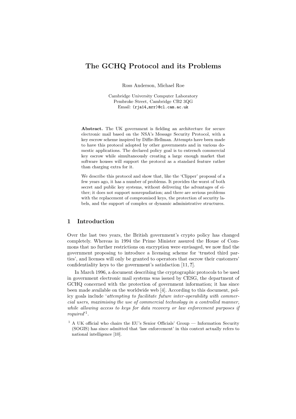 The GCHQ Protocol and Its Problems