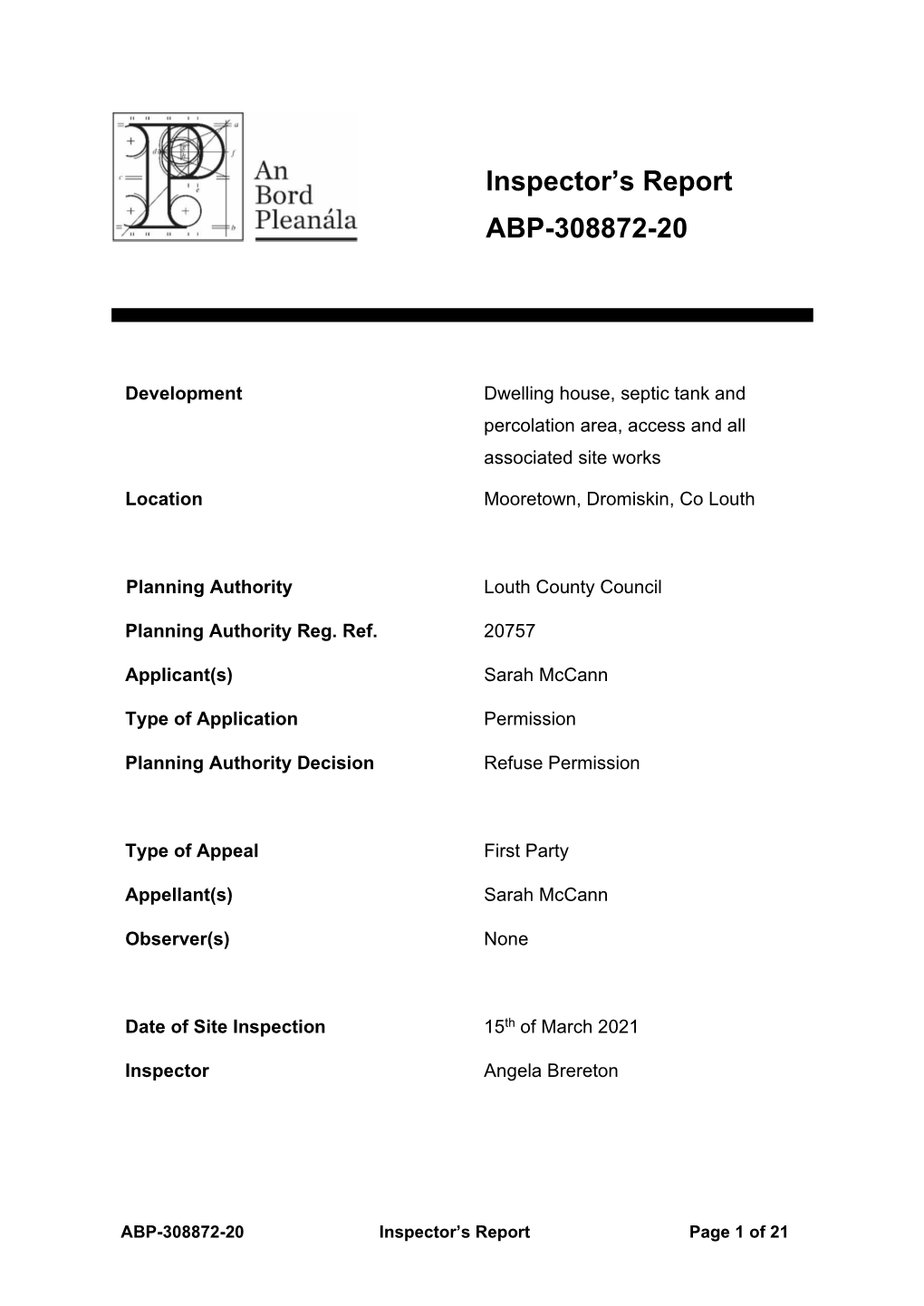 Inspector's Report ABP-308872-20