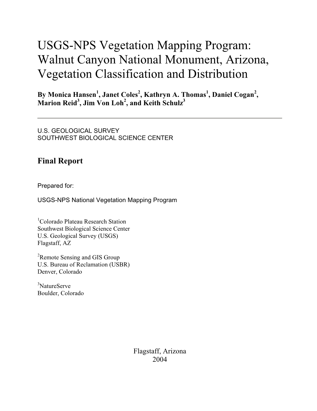 Vegetation Classification and Mapping Project Report