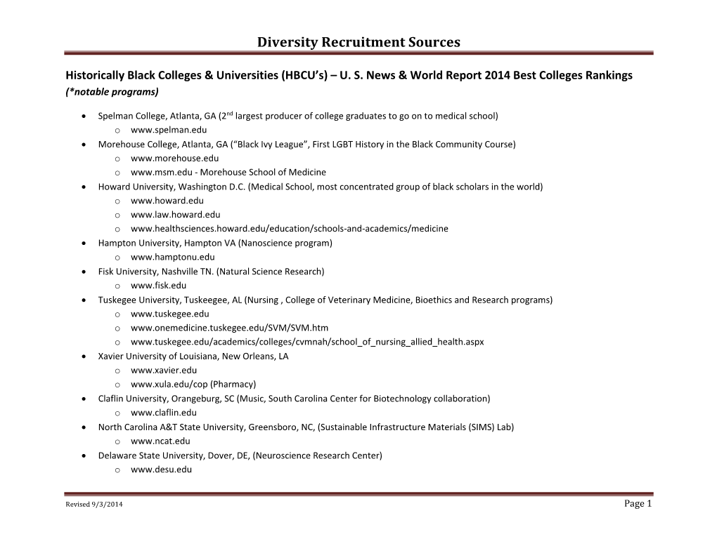 Diversity Recruitment Sources