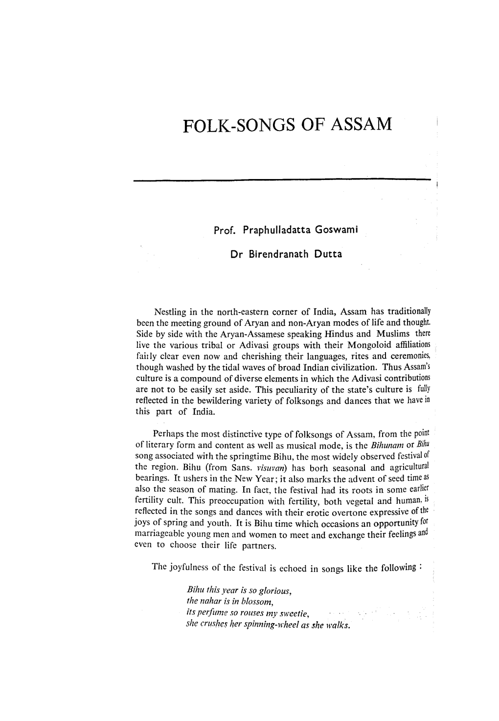 Folk-Songs of Assam