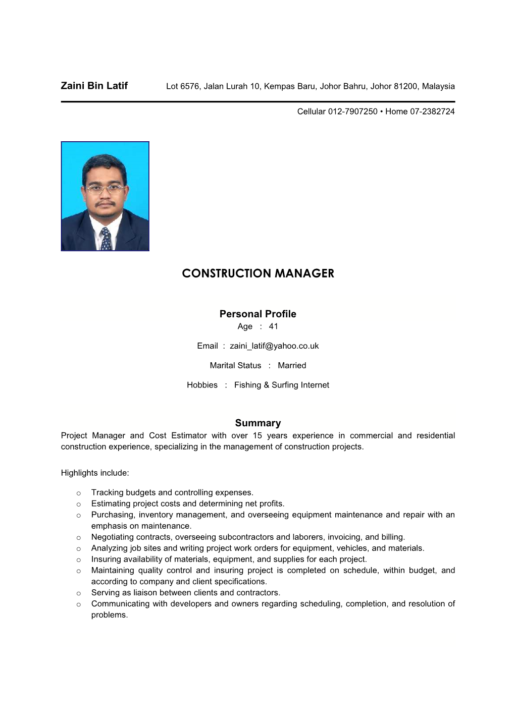 Construction Manager