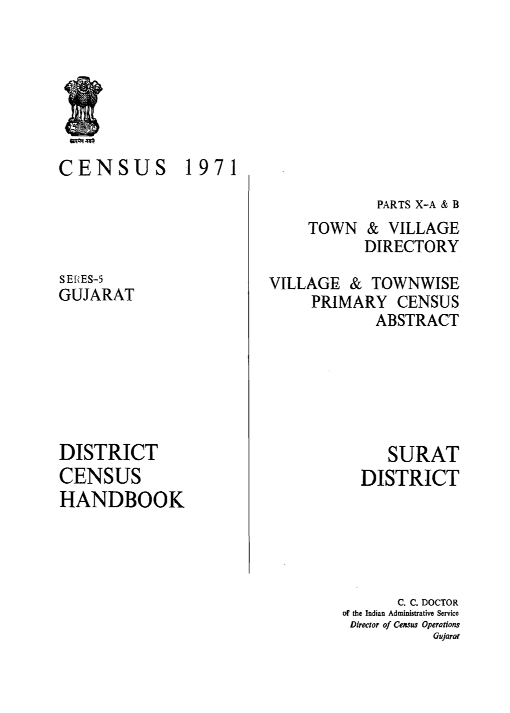 District Census Handbook, Surat, Part X-A & B, Series-5