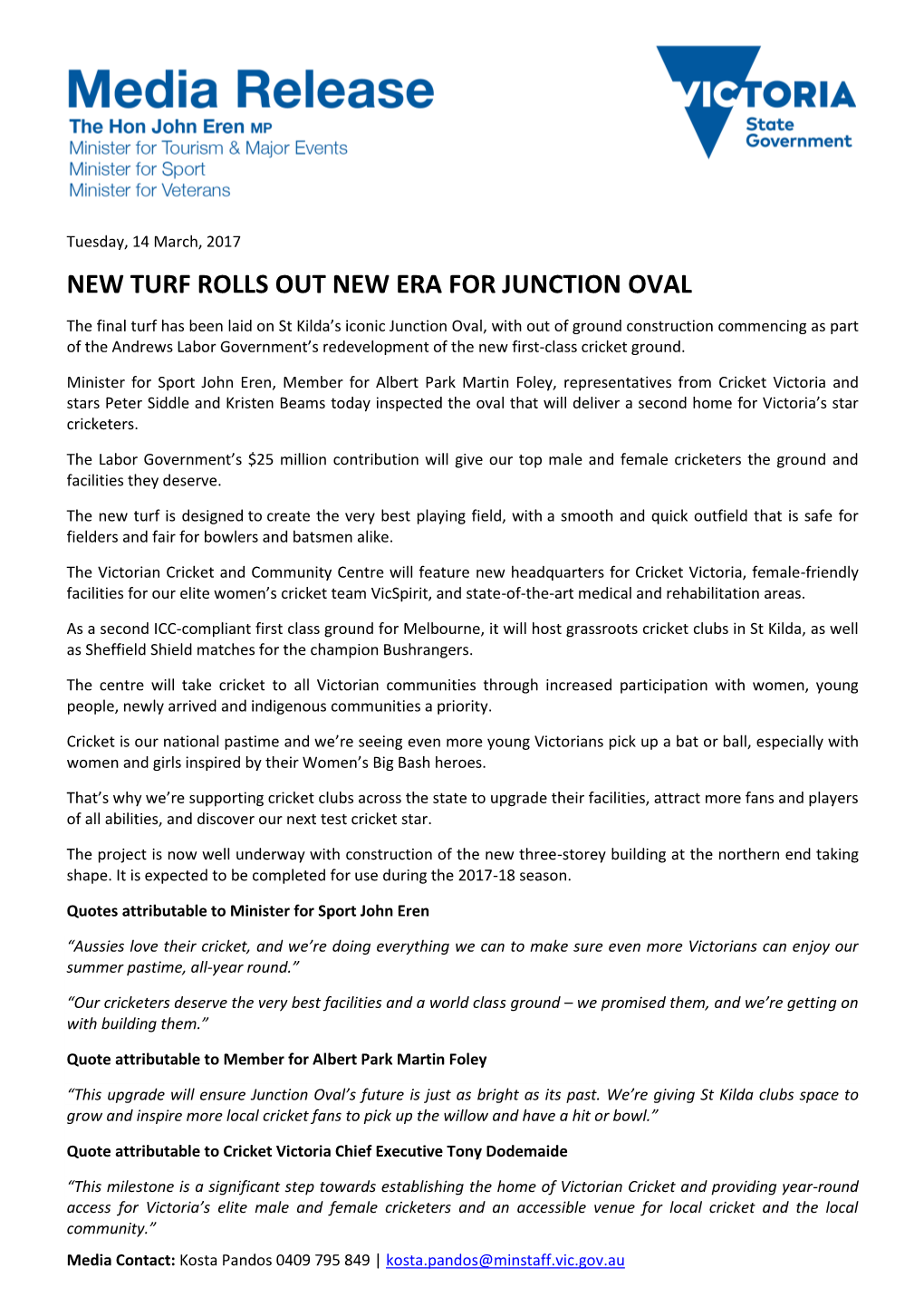 New Turf Rolls out New Era for Junction Oval